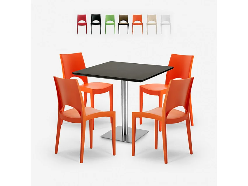 Ensemble de table 90x90cm 4 chaises empilables Limoncello Martini