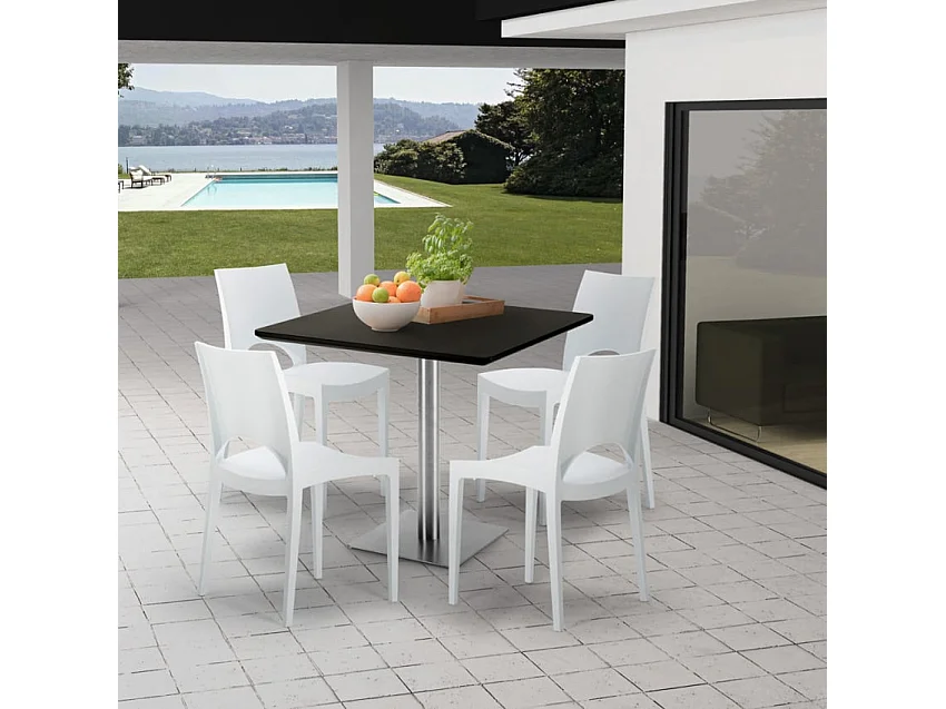 Ensemble de table 90x90cm 4 chaises empilables Limoncello Martini