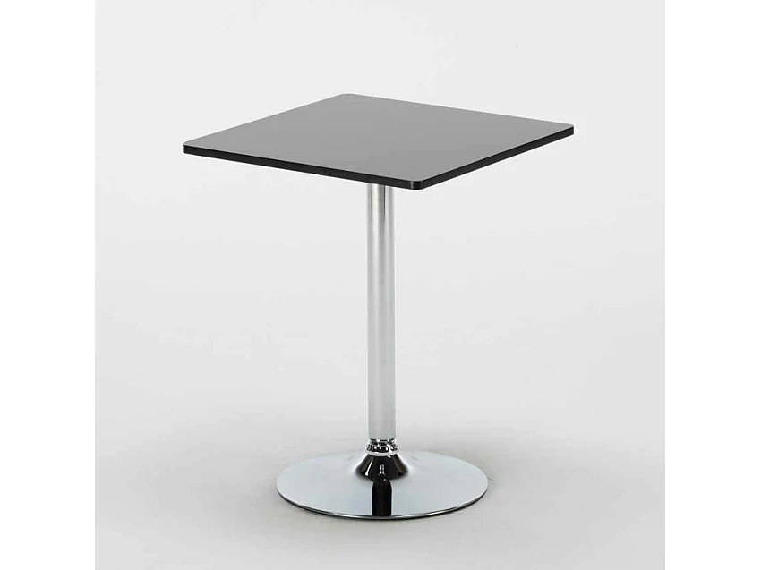 Ensemble Table carrée noire 70x70cm 2 chaises Smoked Old Fashioned