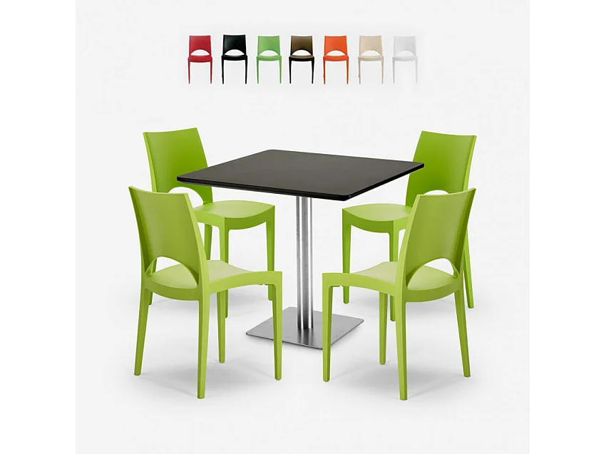 Ensemble de table 90x90cm 4 chaises empilables Limoncello Martini