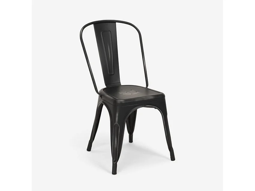 Ensemble de 4 chaises vintage table 80x80cm noire Ginger Mojito