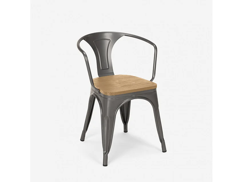 conjunto mesa cocina metal negro 80 x 80 cm 4 sillas century black top light - Gris Oscuro