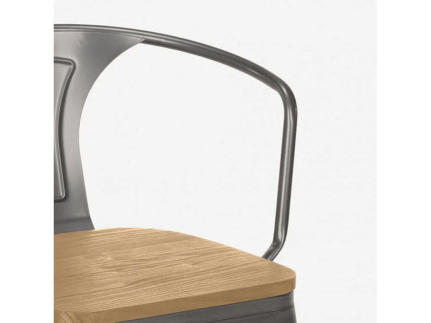 conjunto mesa cocina metal negro 80 x 80 cm 4 sillas century black top light - Gris Oscuro