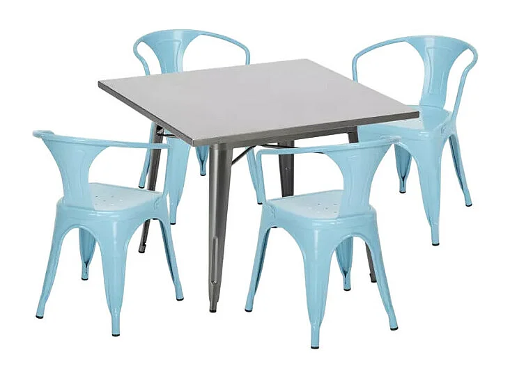 Ensemble de table 80x80 + 4 chaises cuisine bar restaurant Mimosa