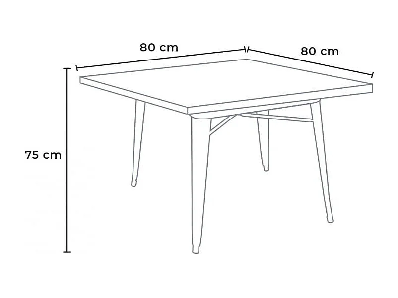 Ensemble de table 80x80 + 4 chaises cuisine bar restaurant Mimosa