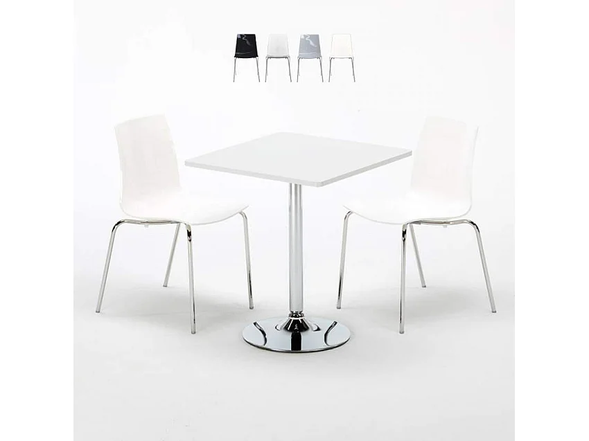 Ensemble de table 70x70cm 2 chaises colorées transparentes Hurricane
