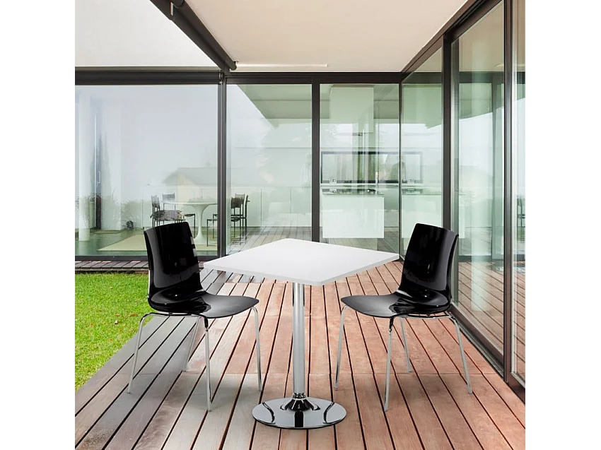 Ensemble de table 70x70cm 2 chaises colorées transparentes Hurricane