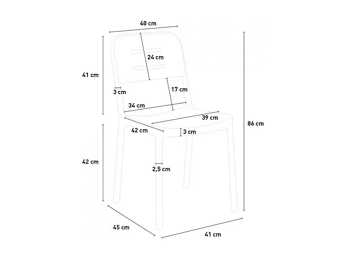 Ensemble de 2 chaises et 1 table carrée 70x70 cm Blood Orange Mojito