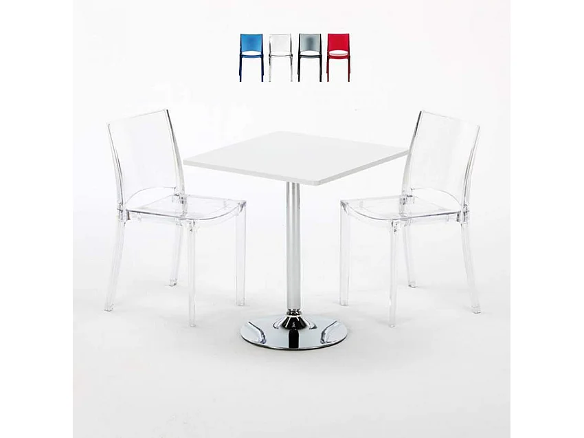 Set tavolo 70x70cm 2 sedie colorate interni bar caffè Bellini