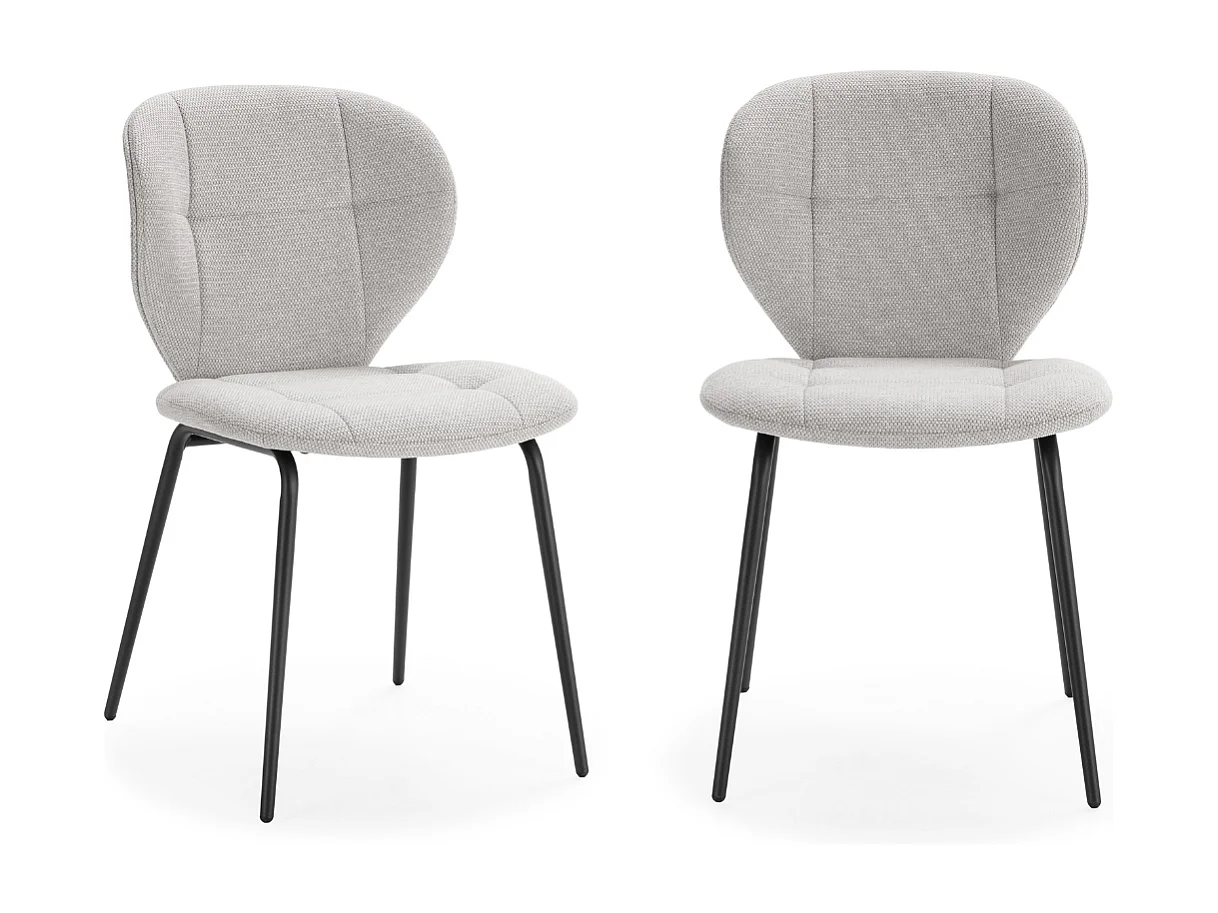 Set van 2 stoelen in stof met zwarte metalen poten L50 cm - LUCY