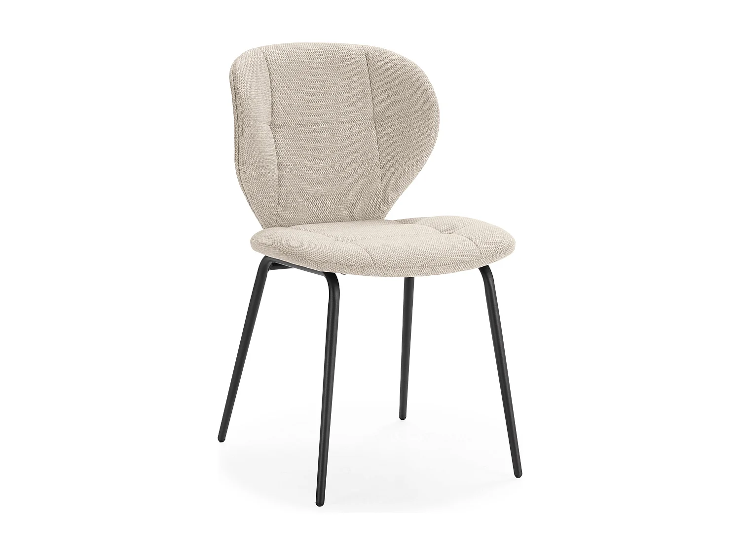 Set van 2 stoelen in stof met zwarte metalen poten L50 cm - LUCY