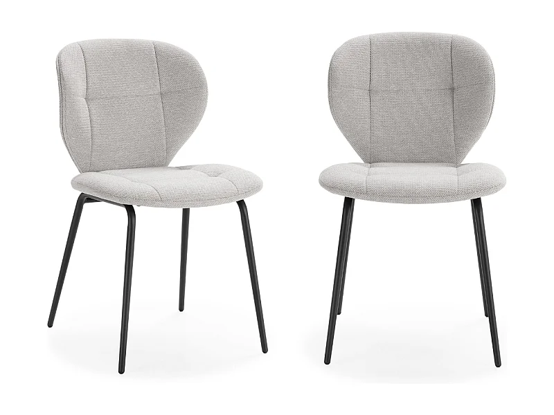 Set van 2 stoelen in stof met zwarte metalen poten L50 cm - LUCY
