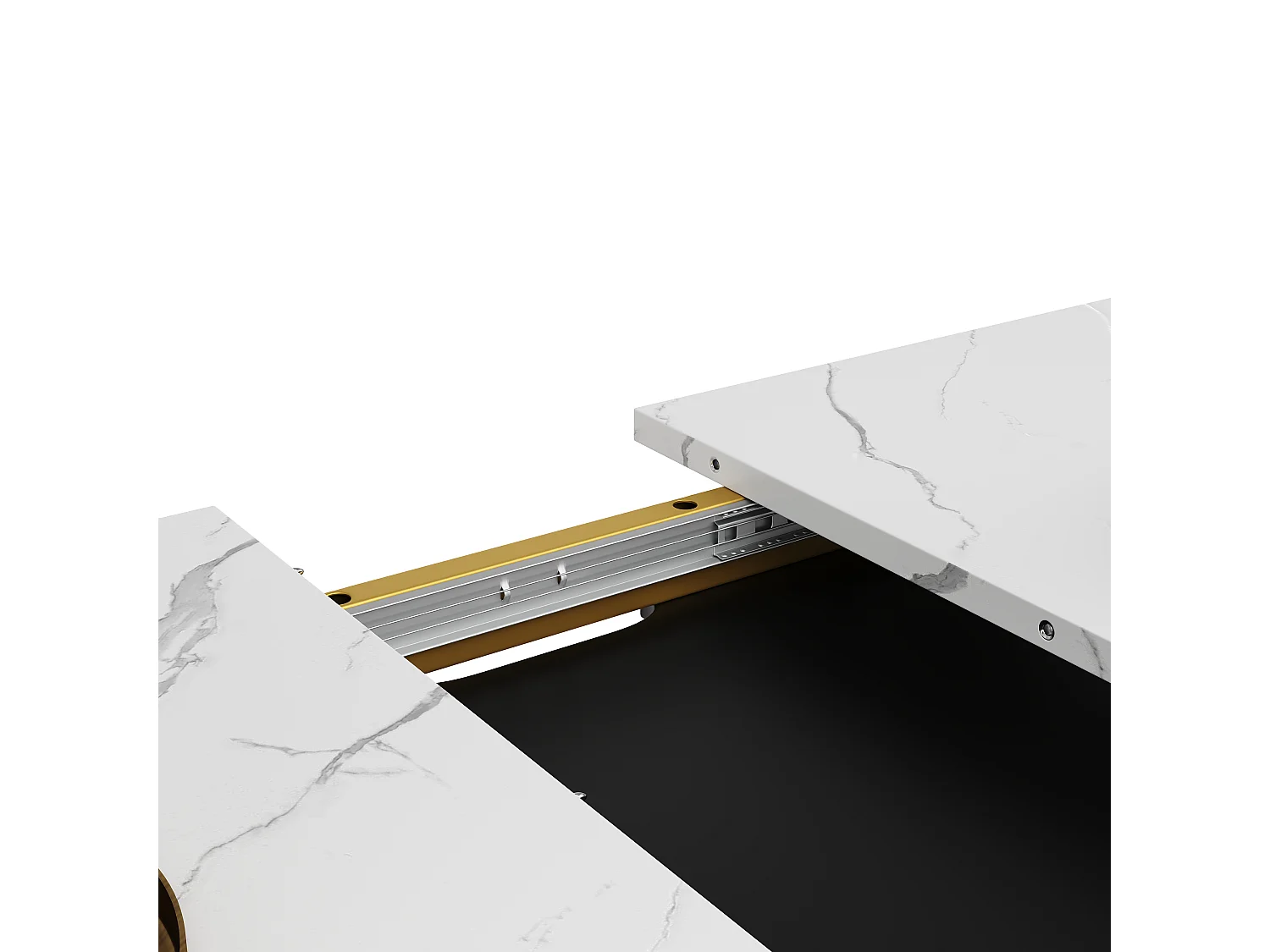 Table à manger escamotable（120-160×80cm）- en MDF - 6 à 8 personnes - Blanc