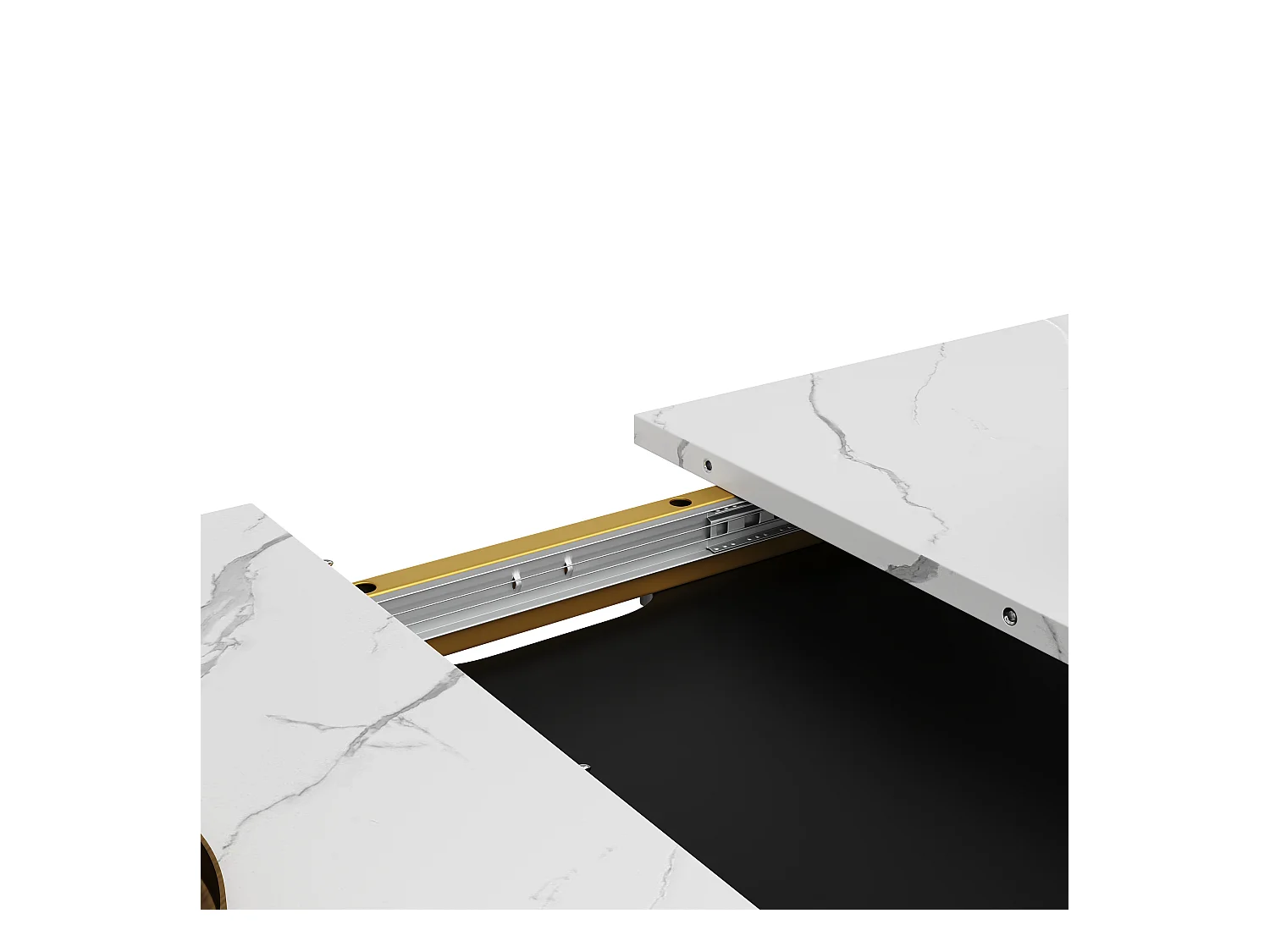 Table à manger escamotable(120-160×80cm)- en MDF - 6 à 8 personnes - Blanc