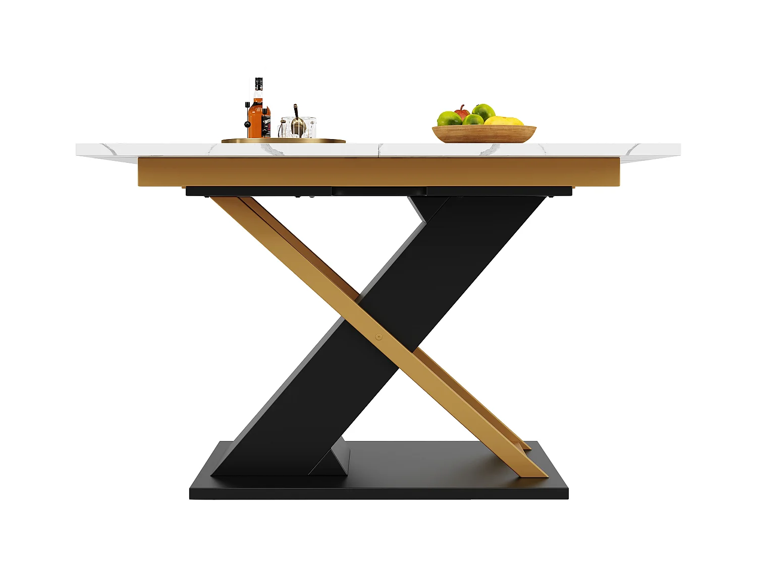 Table à manger escamotable(120-160×80cm)- en MDF - 6 à 8 personnes - Blanc