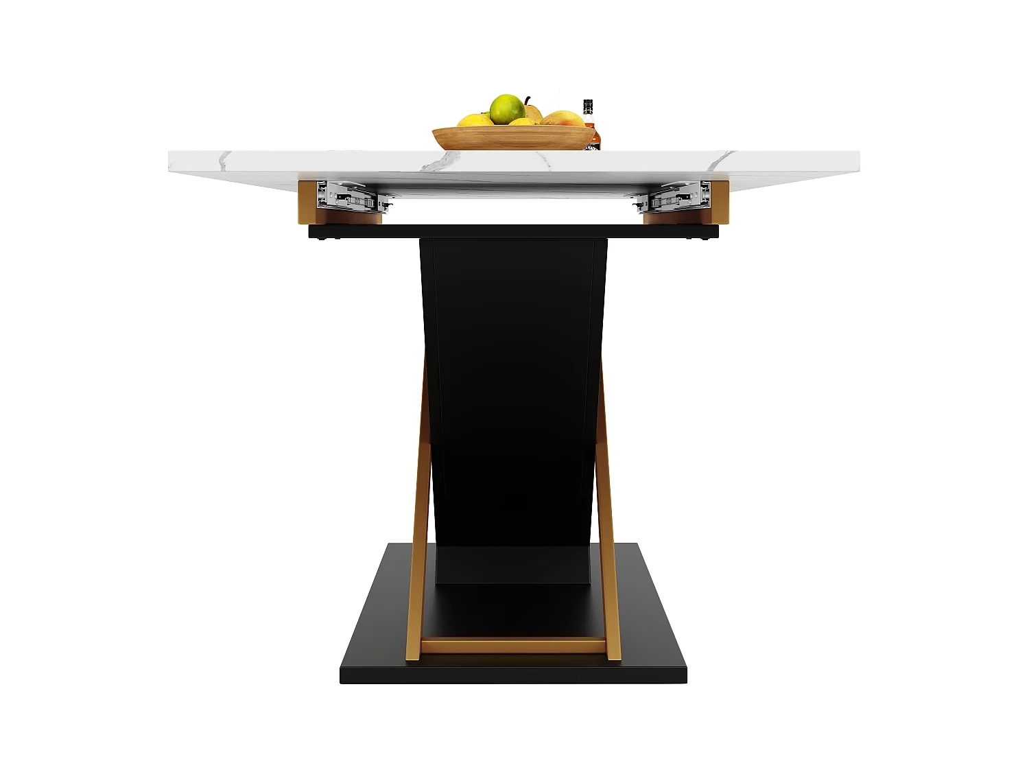 Table à manger escamotable(120-160×80cm)- en MDF - 6 à 8 personnes - Blanc