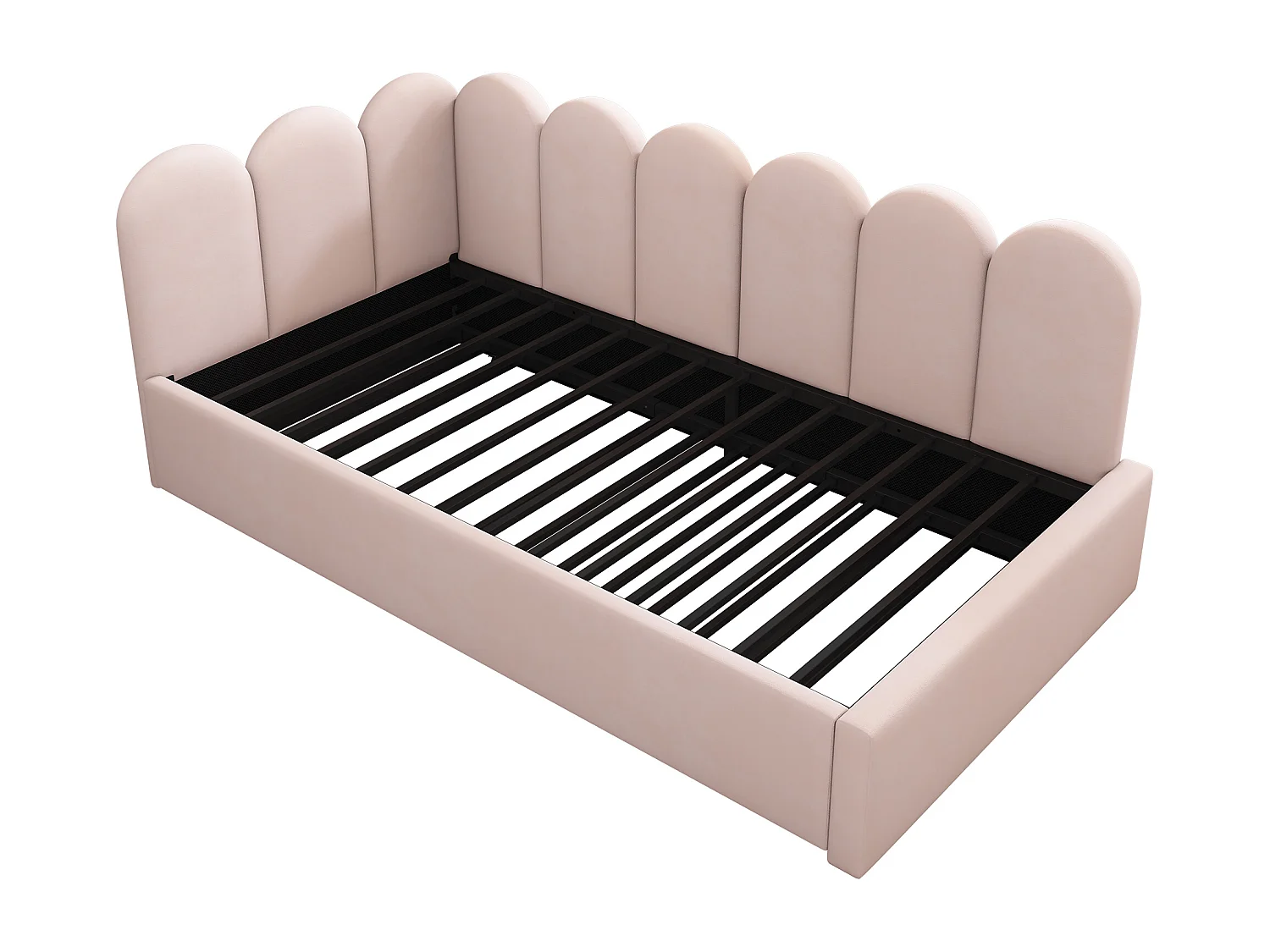 Hockerbett 90x200 cm - mit Nestbett 90x190 cm - Samtstoff - Rosa