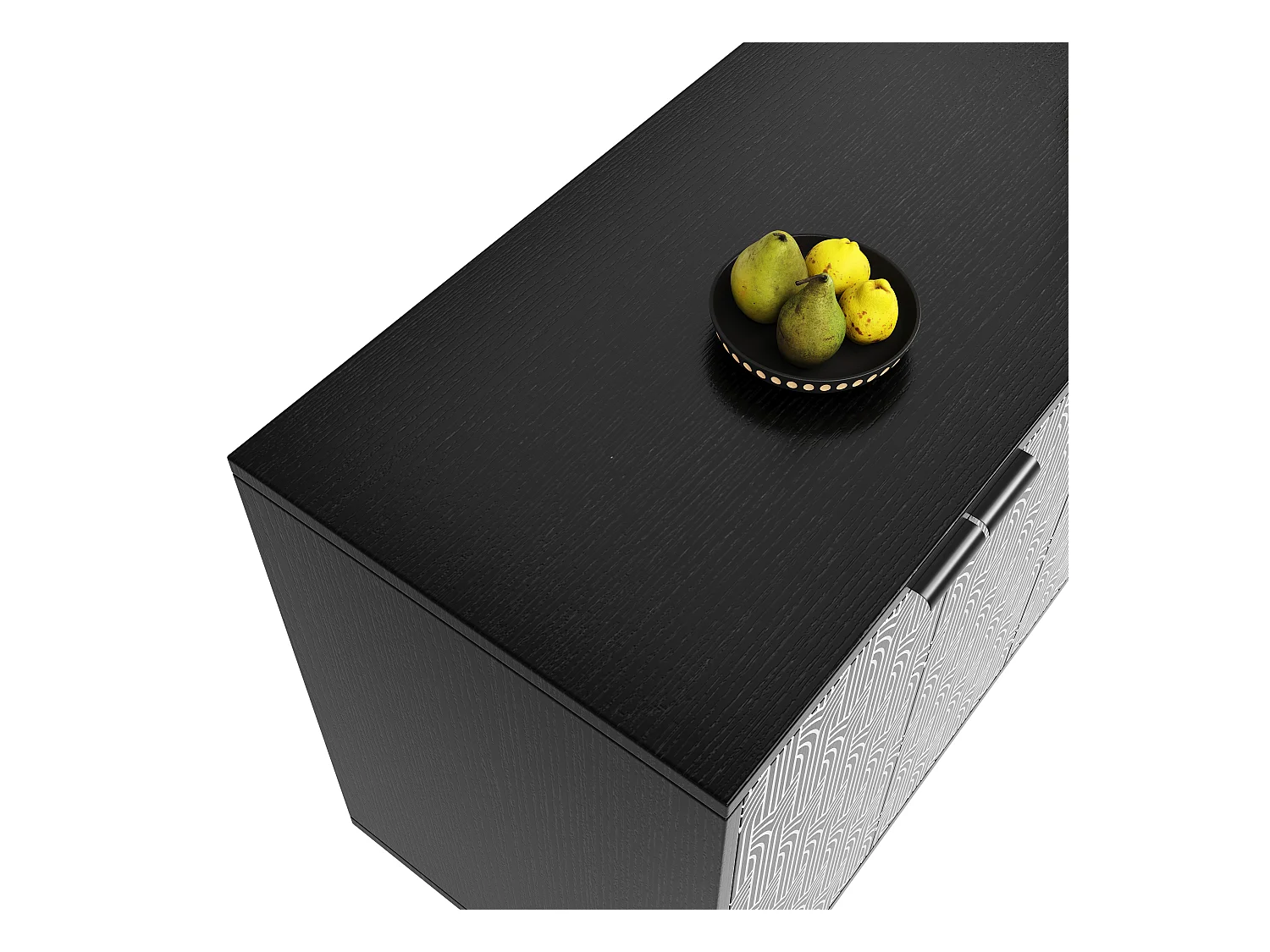 Buffet moderne - 4 portes - avec motifs - MDF - Noir