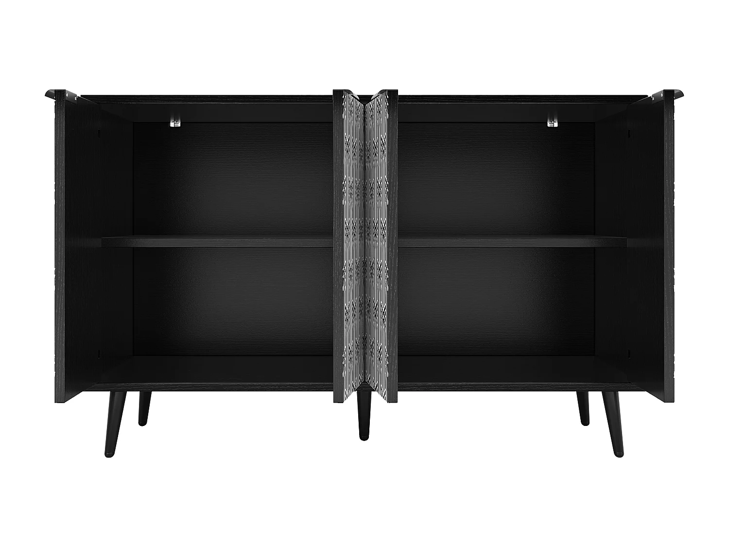 Buffet moderne - 4 portes - avec motifs - MDF - Noir