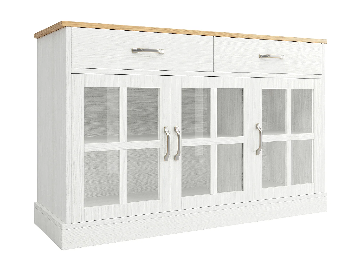 Nowoczesny bufet - 2 szuflady, 3 drzwi - MDF - Biały