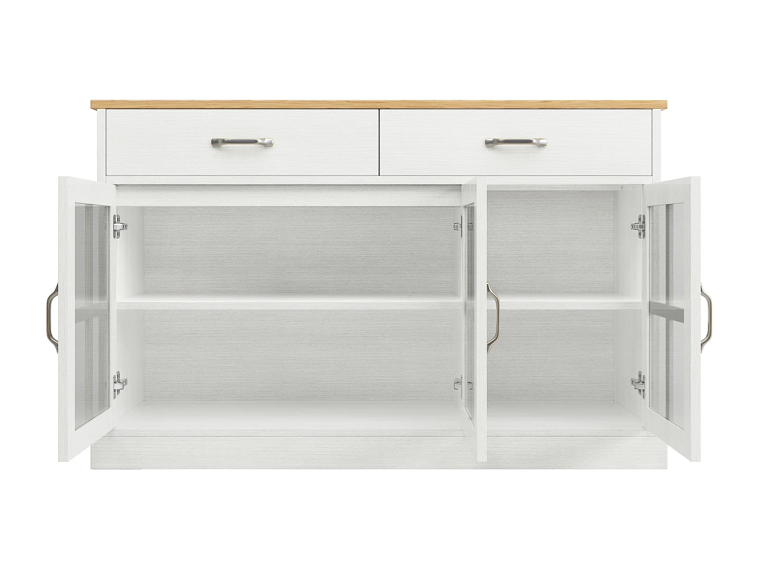 Nowoczesny bufet - 2 szuflady, 3 drzwi - MDF - Biały