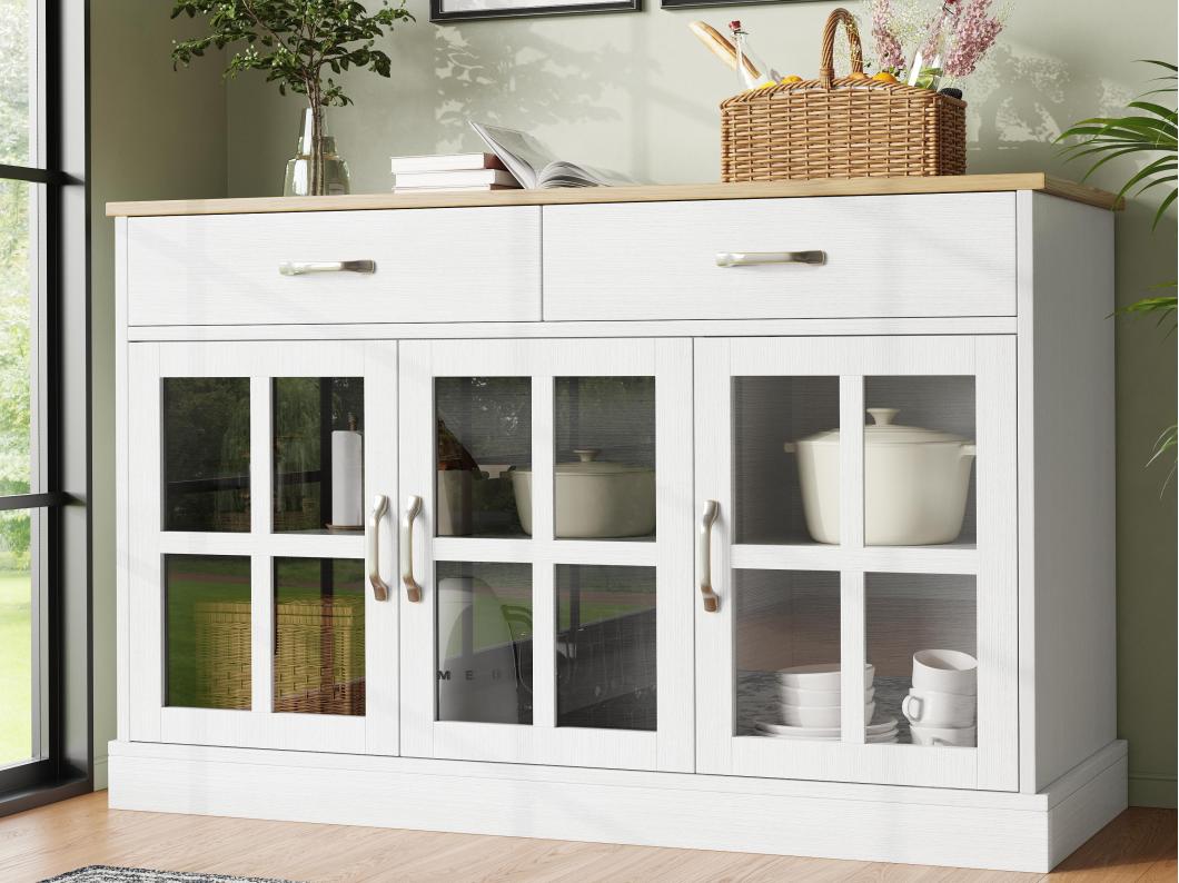 Buffet moderno – 2 cassetti, 3 ante – MDF – Bianco