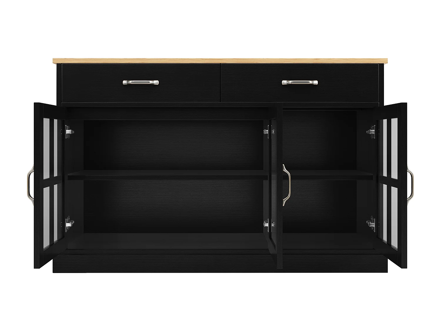 Buffet moderne - 2 tiroirs, 3 portes - MDF - Noir