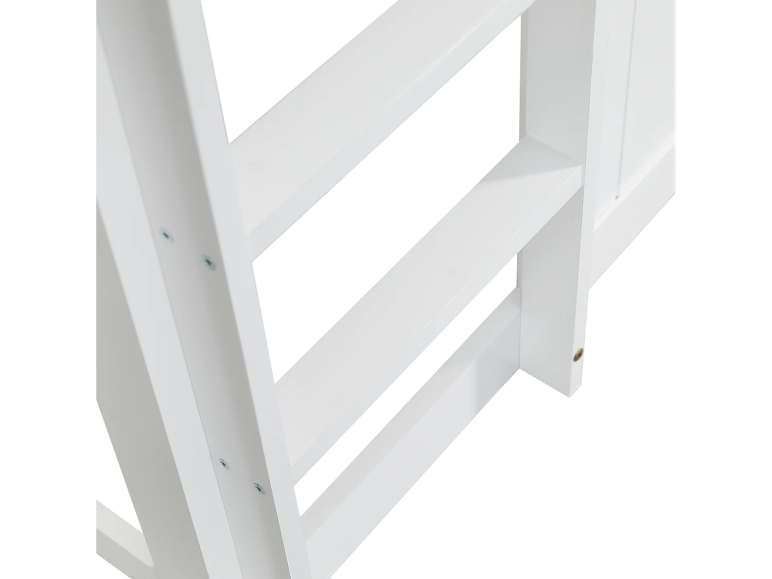 Hoogslaper 90x200 cm - met leuning en trap - met 2 ramen - massief hout + MDF - wit