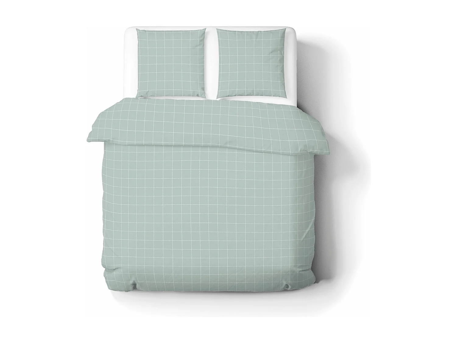 Parure de lit 240x220 coton à carreaux vert Terre de Nuit Oslo