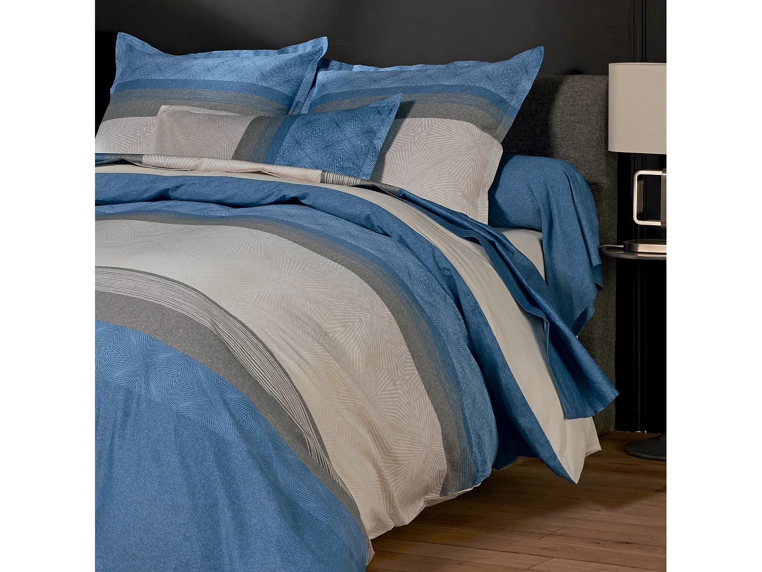 Bettwäsche-Set 2-teilig geometrischer Baumwollsatin Bezug + Kissenbezug