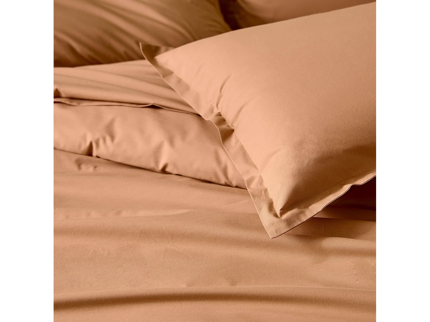 Kopfkissenbezug aus Baumwollperkal, einfarbig gesteppt