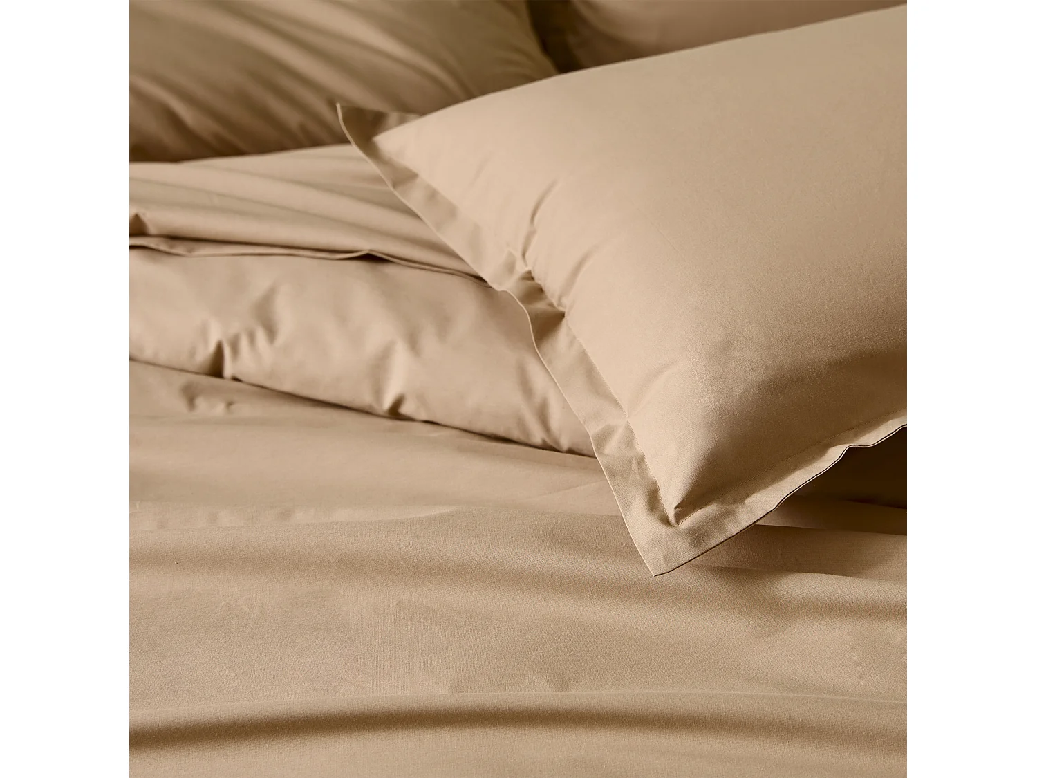 Kopfkissenbezug aus Baumwollperkal, einfarbig gesteppt