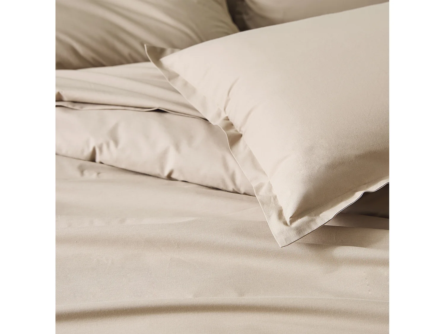 Kopfkissenbezug aus Baumwollperkal, einfarbig gesteppt