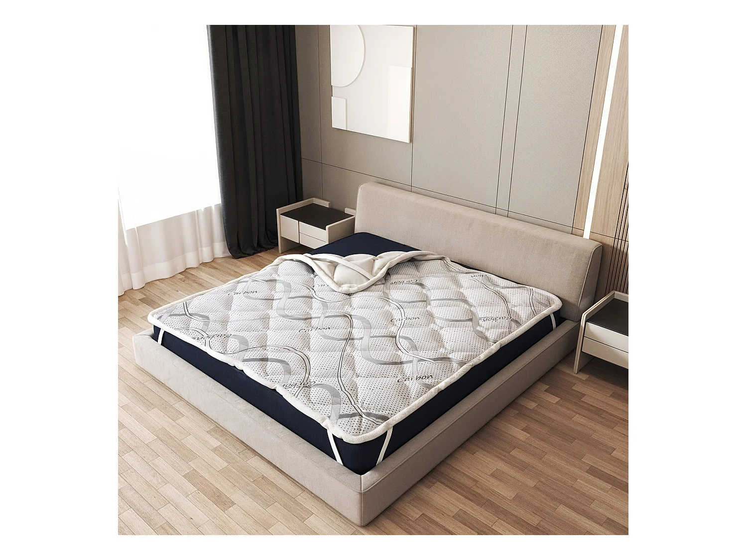 The White Stone Topper 130 x 190 cm | Correcteur de Matelas Ergonomique | Rembourrage Ouate Soft | Hauteur 5 cm | Tissu Respirant, Antiallergique