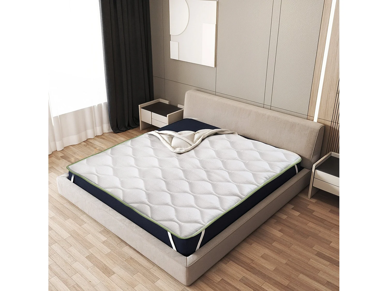 The White Stone Topper 130 x 190 cm | Matrasbeschermer Ergonomisch | Vulling Soft Vlies | Hoogte 5 cm | Ademend, Hypoallergeen, Anti-mijt Stof