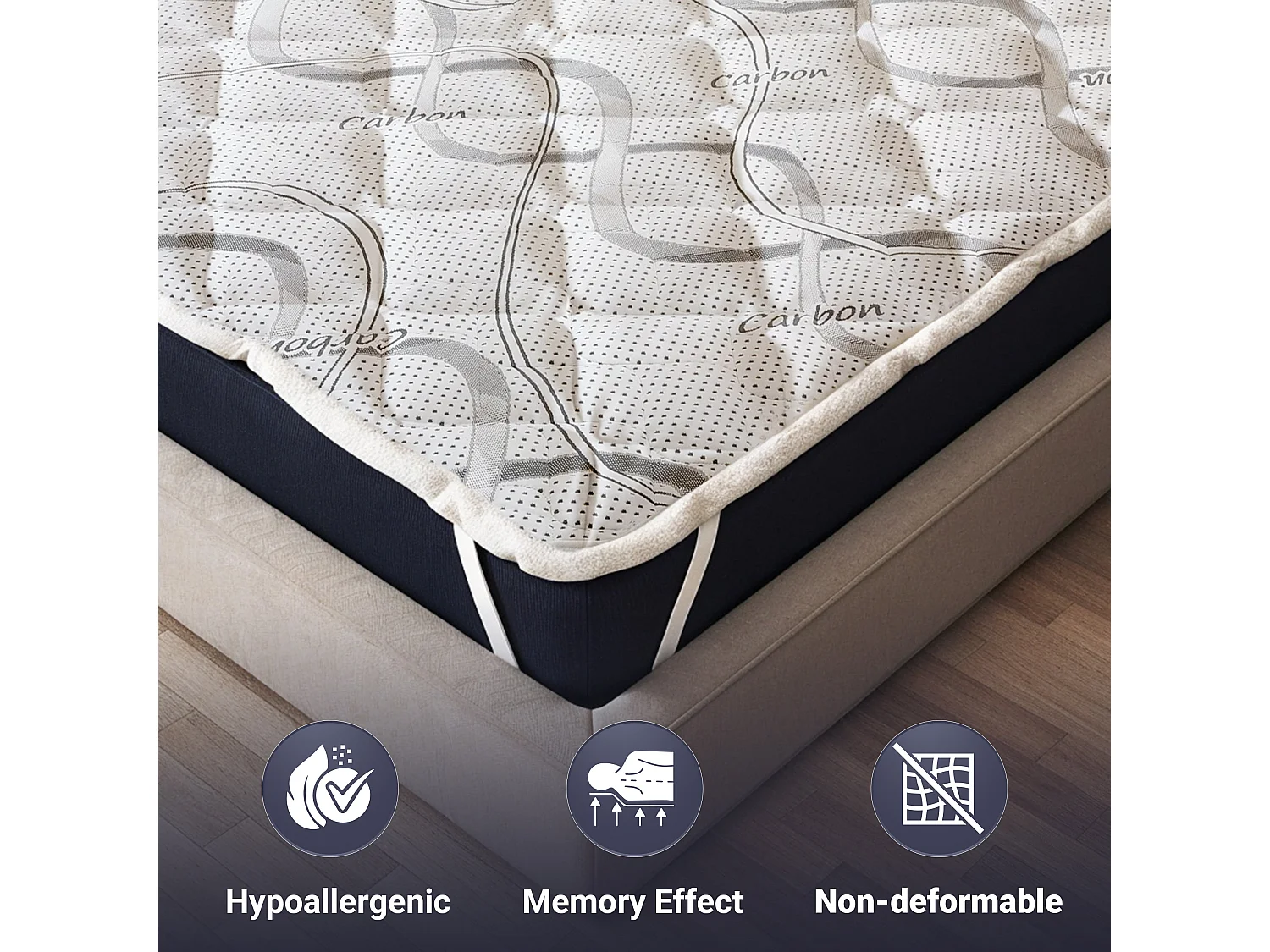 The White Stone Topper 170 x 200 cm | Correcteur de Matelas Ergonomique | Rembourrage Ouate Soft | Hauteur 5 cm | Tissu Respirant, Antiallergique