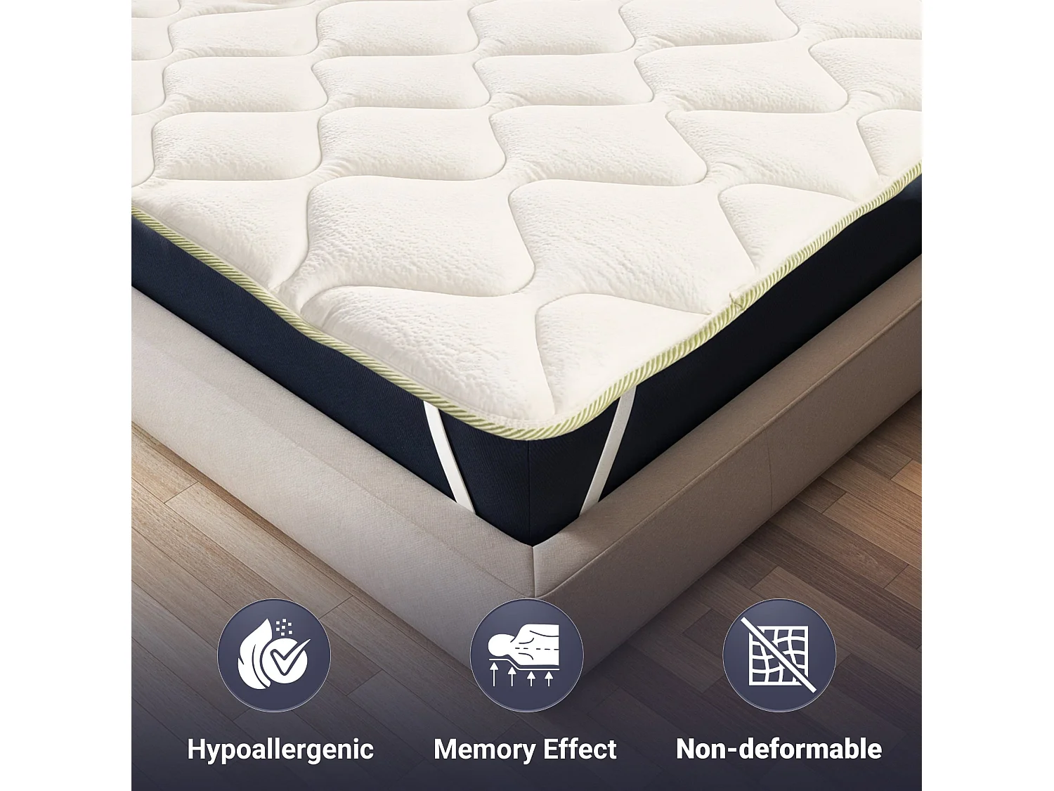 The White Stone Topper 200 x 200 cm | Correcteur de Matelas Ergonomique | Rembourrage Ouate Soft | Hauteur 5 cm | Tissu Respirant, Antiallergique