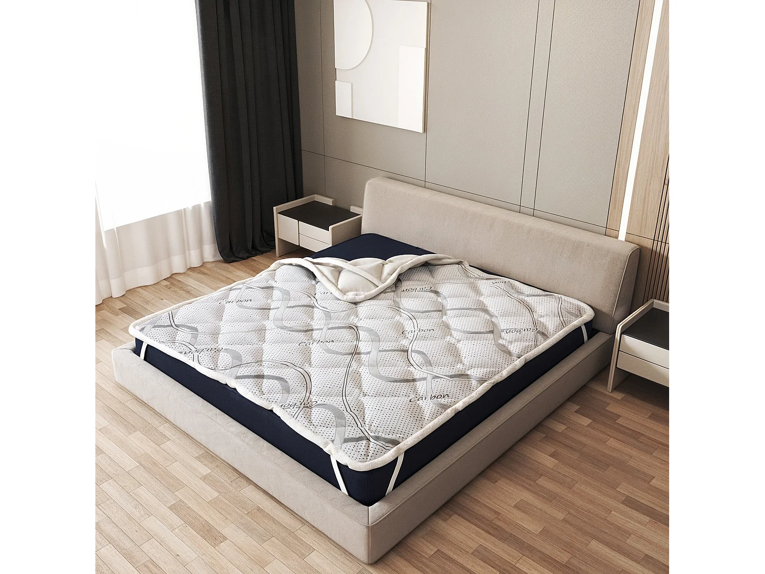 The White Stone Topper 120 x 200 cm | Correcteur de Matelas Ergonomique | Rembourrage Ouate Soft | Hauteur 5 cm | Tissu Respirant, Antiallergique