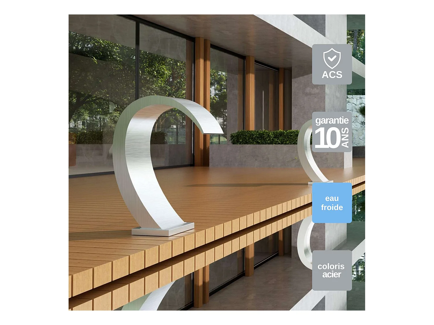 Cascade de piscine Iguazu en Acier Inox.S316 - Corps 60x55mm - H.54cm - Garantie 10 ans - POOL IMEX