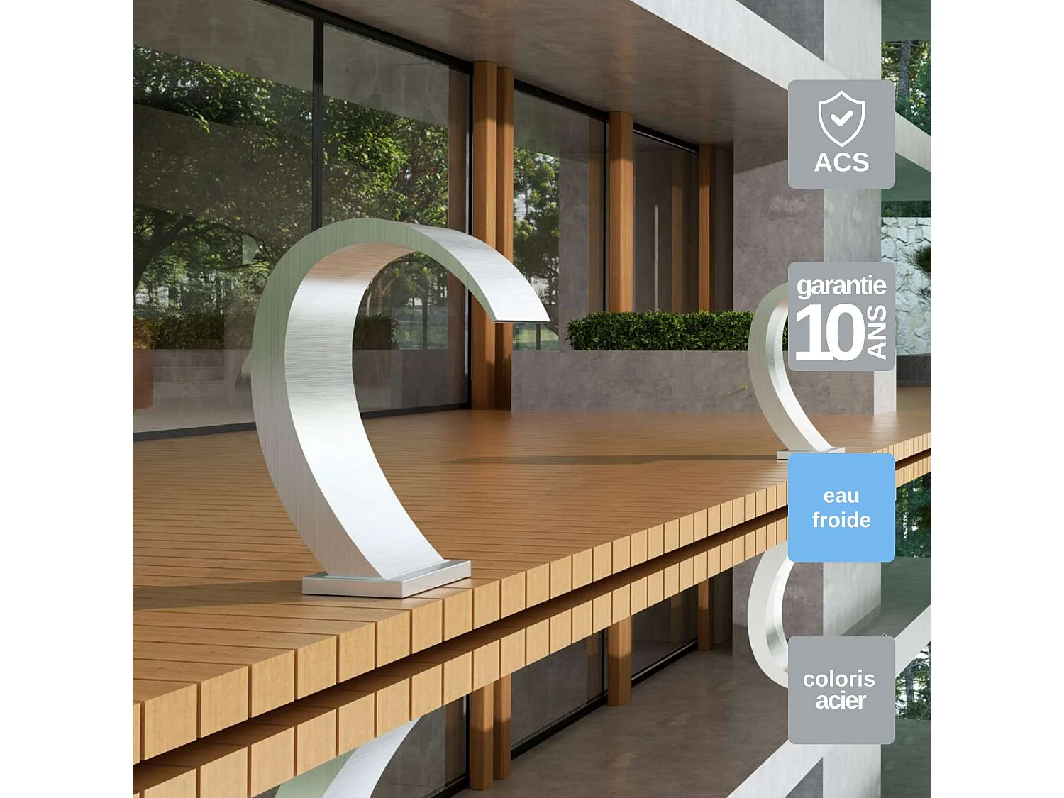 Cascade de piscine Iguazu en Acier Inox.S316 - Corps 60x55mm - H.54cm - Garantie 10 ans - POOL IMEX