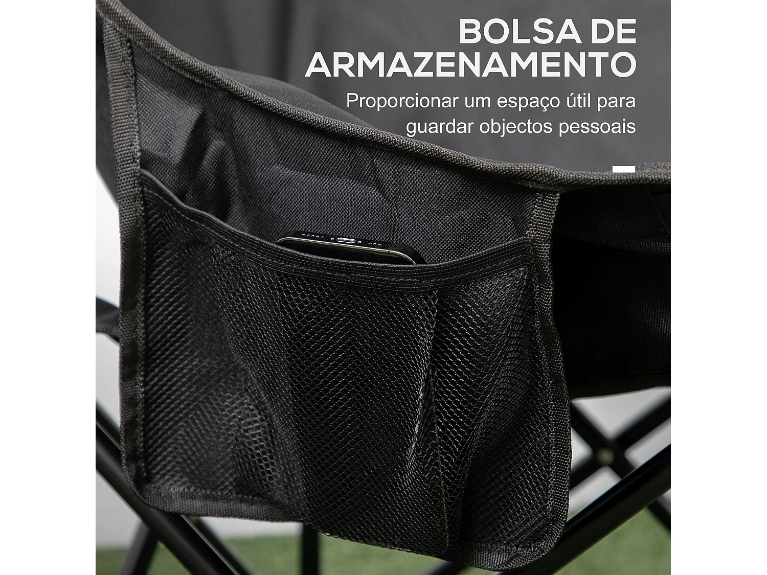 Cadeira de Camping Dobrável Outsunny com Bolsa de Transporte e Estrutura Resistente em Aço - Suporta até 110 kg