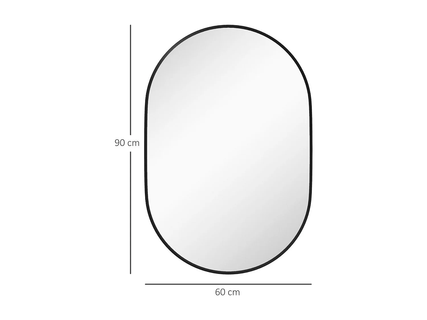 Schwarzer ovaler Spiegel 60x90 cm – Elegante und funktionale Dekoration