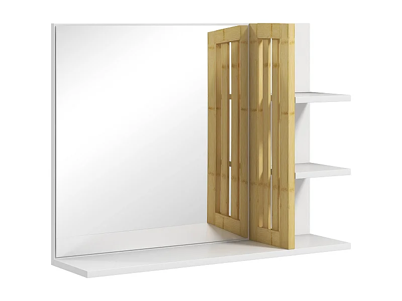 Espejo de baño Linz Homcom 4 estantes blanco/natural 45x58,5x15 cm
