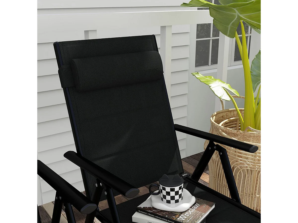 Conjunto de 2 Cadeiras Dobráveis Outsunny para Jardim e Camping com Estrutura de Alumínio e Apoios de Braços