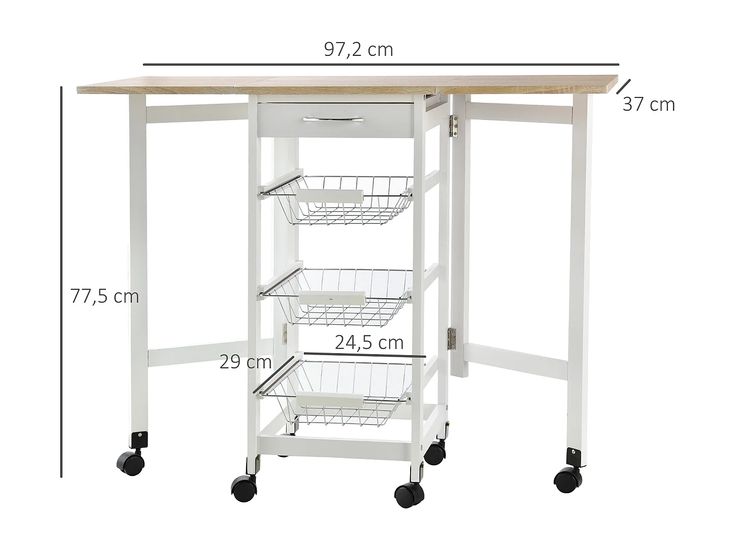 Carrinho de Cozinha Dobrável Ceny - Estilo Moderno e Funcionalidade Prática