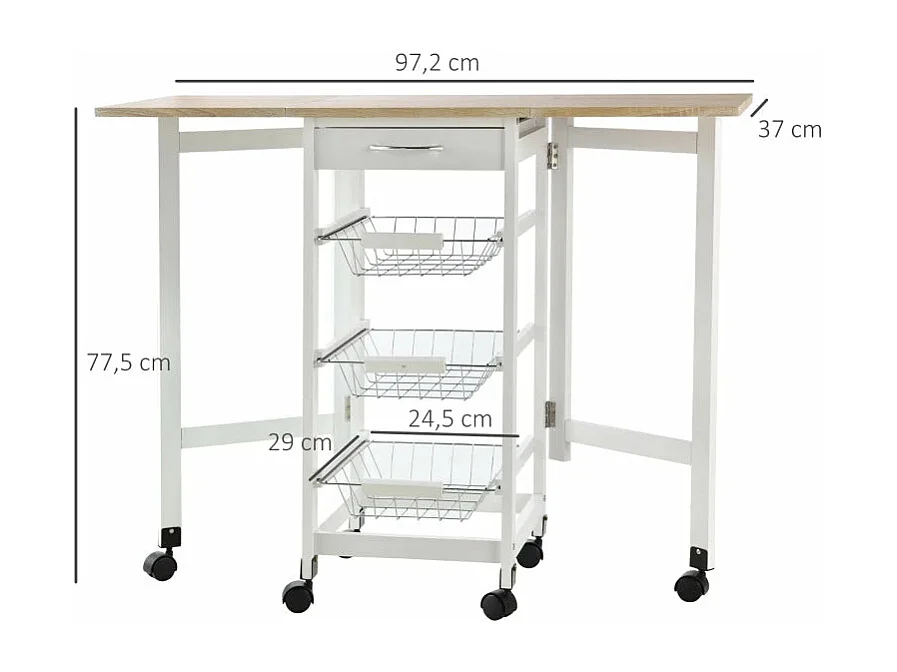 Carrinho de Cozinha Dobrável Ceny - Estilo Moderno e Funcionalidade Prática