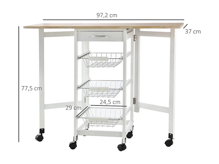 Carrinho de Cozinha Dobrável Ceny - Estilo Moderno e Funcionalidade Prática