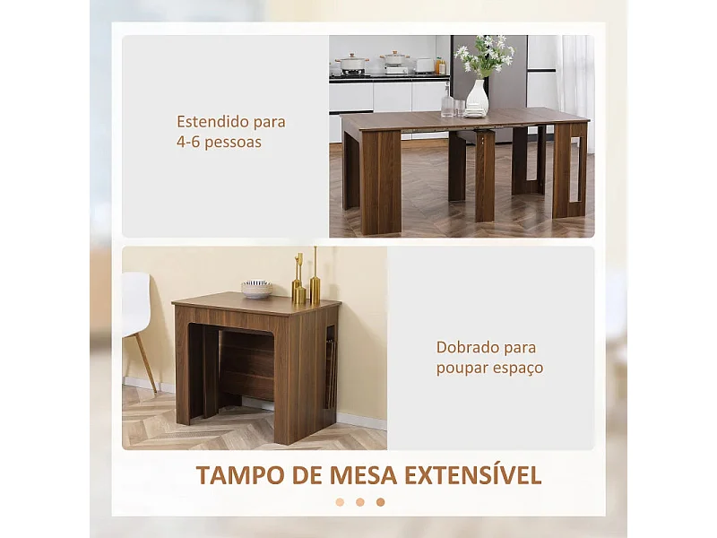 Mesa de comedor Ghinda Homcom extensible 4-6 personas marrón 75x60-180x85