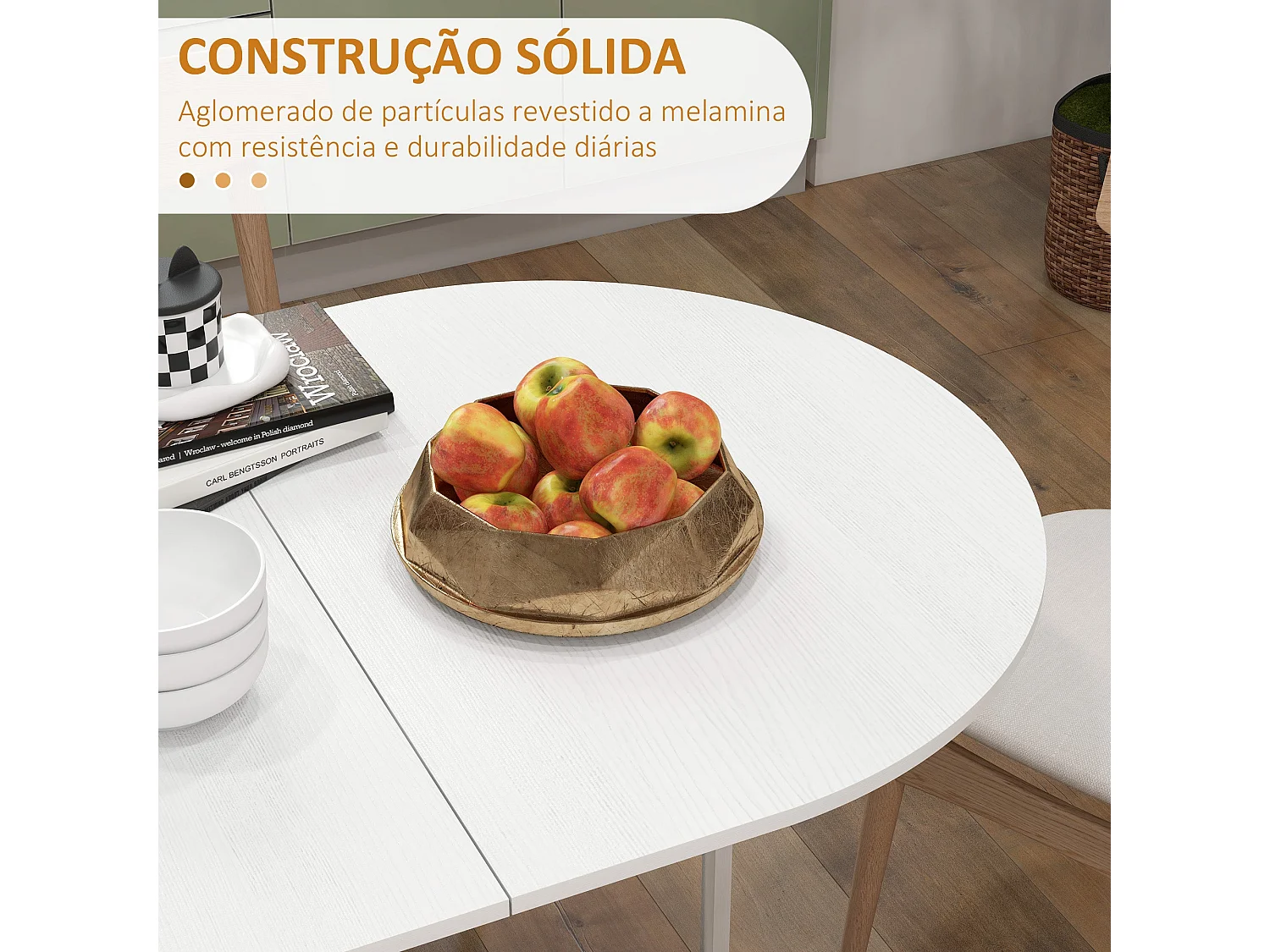 Mesa plegable Fhujio Homcom alas abatibles blanco 75x163x80 cm