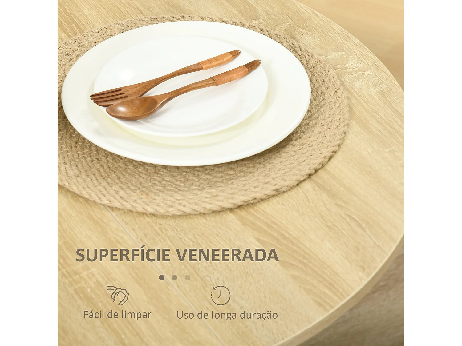 Mesa de Jantar Dobrável HOMCOM com Laterais Ajustáveis para Cozinha e Sala de Estar 104x76x73,7 cm em Madeira